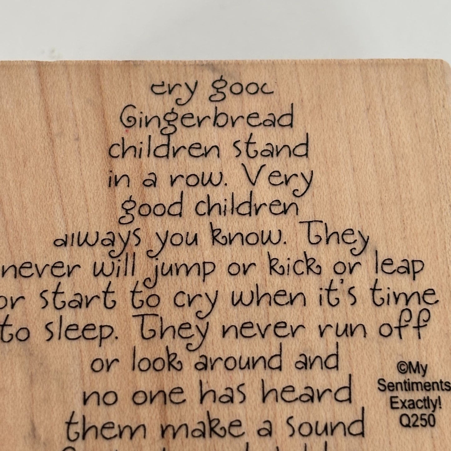My Sentiments Exactly Rubber Stamp Gingerbread Man Poem Children Christmas Q250