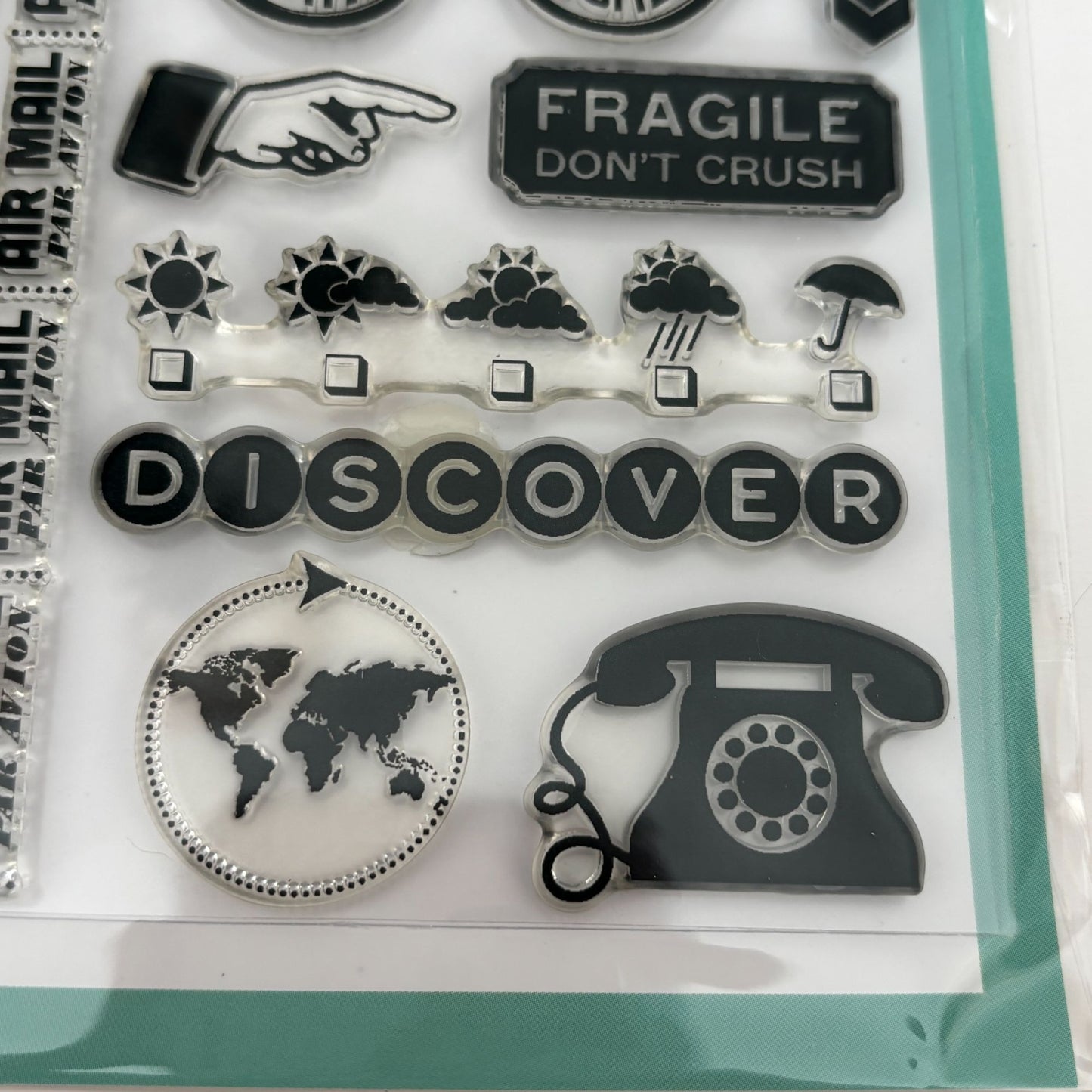 October Afternoon Clear Cling Stamp Set World Traveler Airplane Adventure Card Making Paper Craft