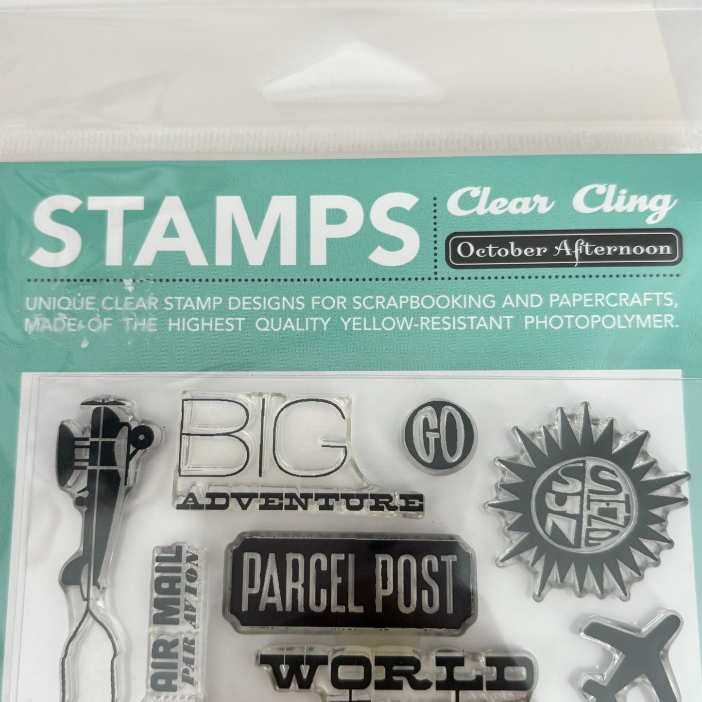 October Afternoon Clear Cling Stamp Set World Traveler Airplane Adventure Card Making Paper Craft