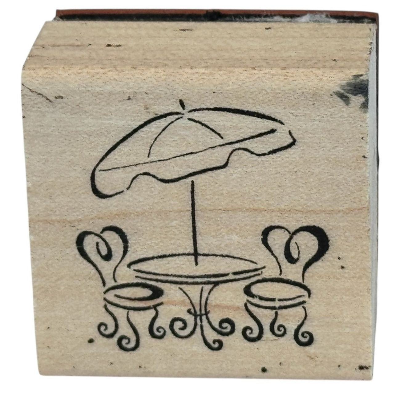 Rubber Stamp Bistro Table Chairs and Umbrella Lunch Date Small Card Making Craft