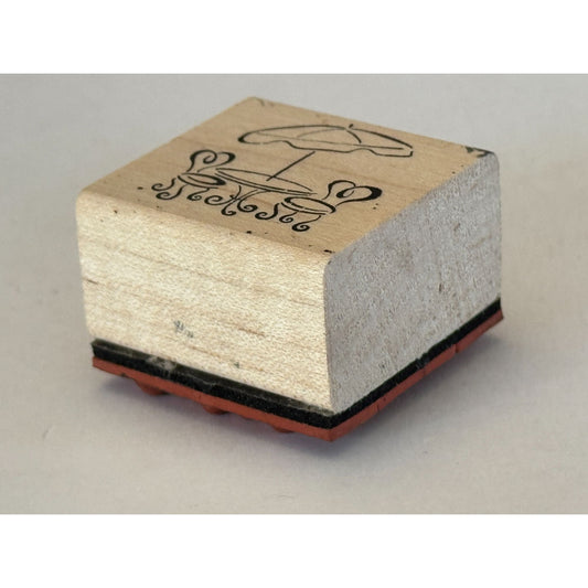 Rubber Stamp Bistro Table Chairs and Umbrella Lunch Date Small Card Making Craft