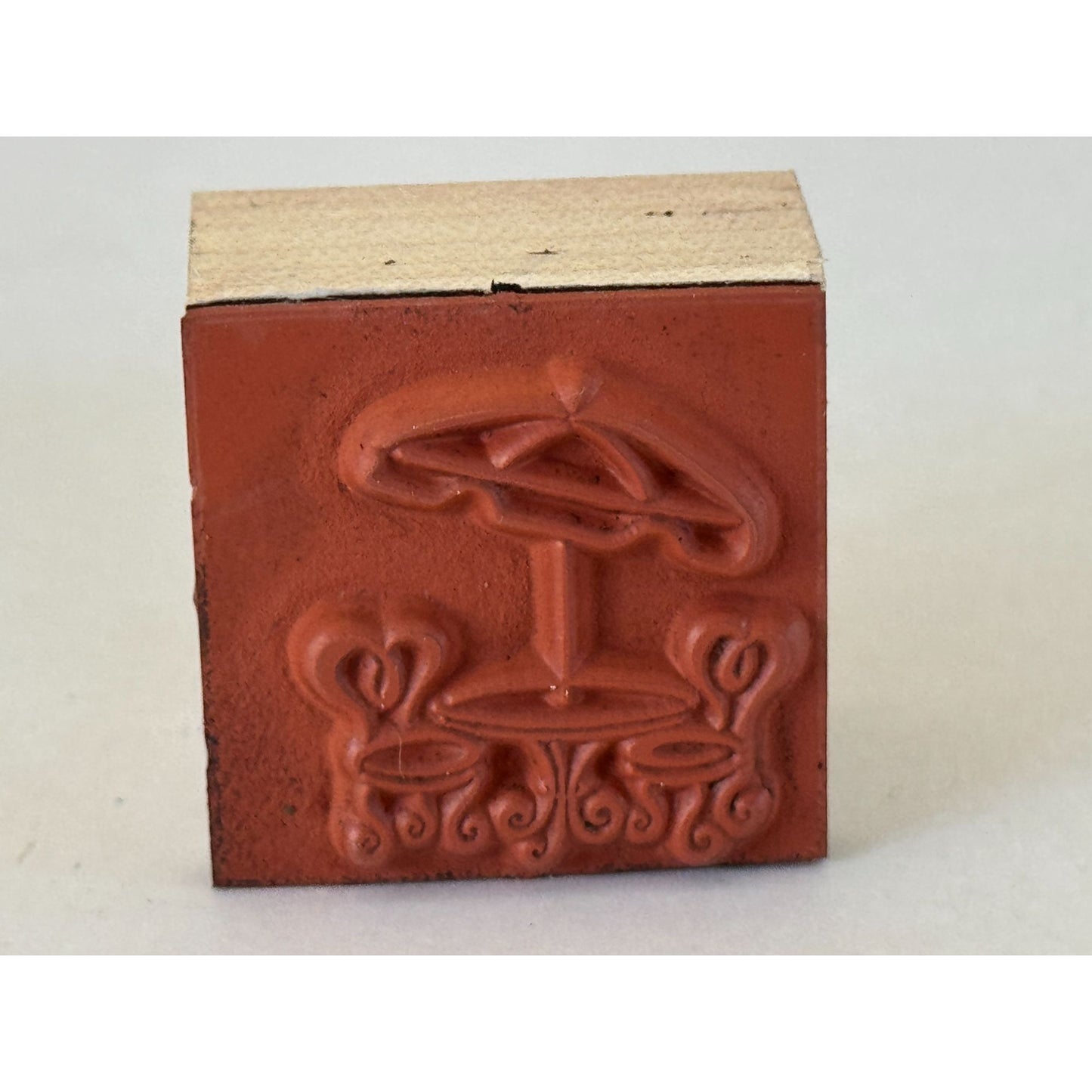 Rubber Stamp Bistro Table Chairs and Umbrella Lunch Date Small Card Making Craft
