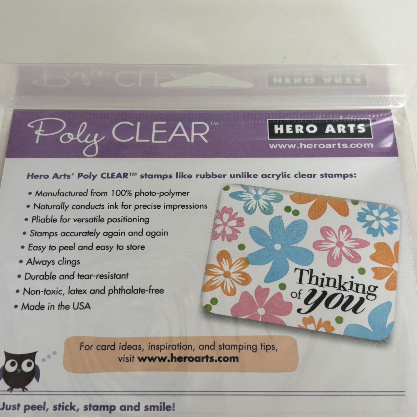 Hero Arts Poly Clear Stamp Set Stitched Frame 4x6 Thinking Of You Thank You Leaf