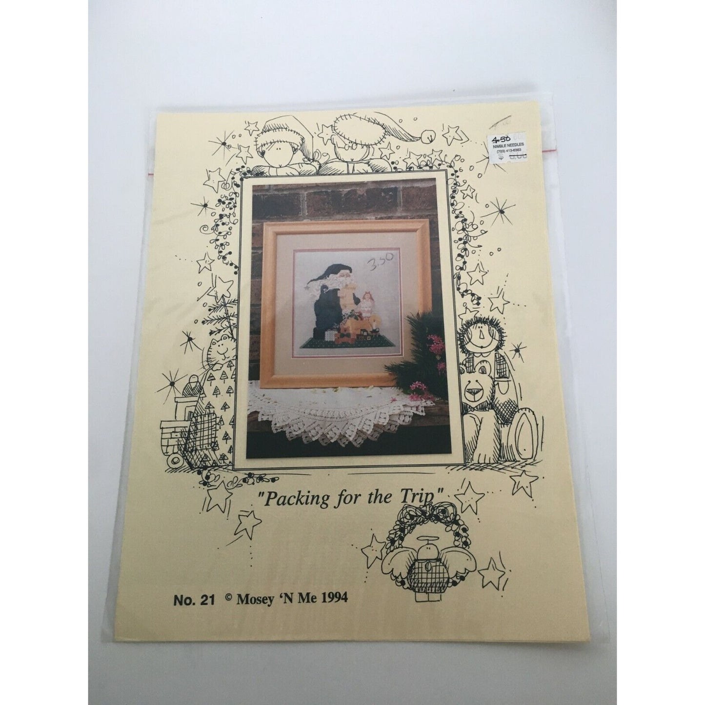Mosey N Me Cross Stitch Pattern Packing for the Trip Santa Gift Bag Christmas Needlework