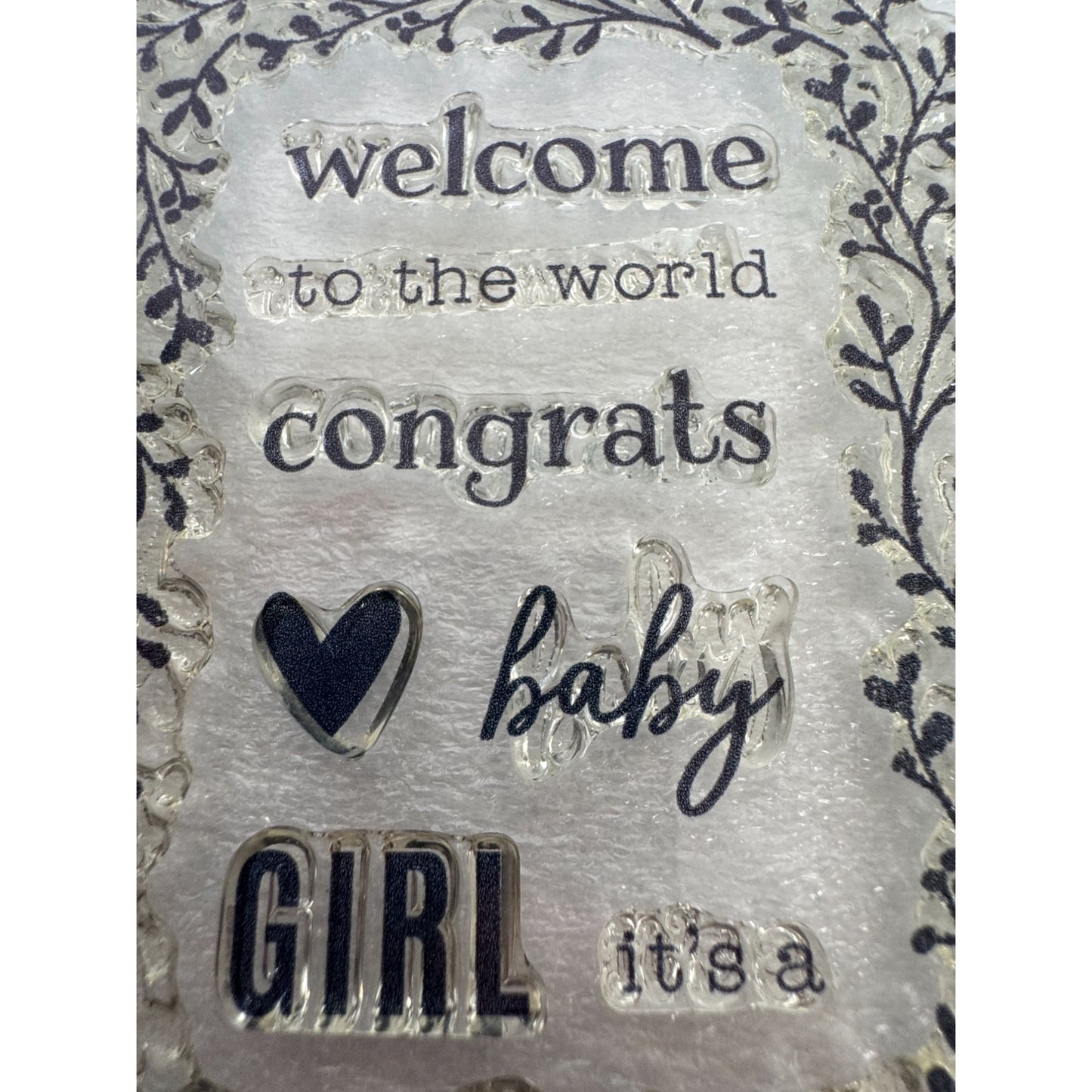CTMH Acrylic Stamp Set Sweet Girl Welcome Baby Announcement Card Making C1790