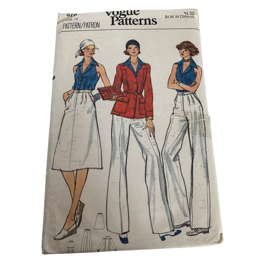 Vogue Sewing Pattern 9784 Misses Jacket Top Pants Skirt Casual Outfit Size 10 UC