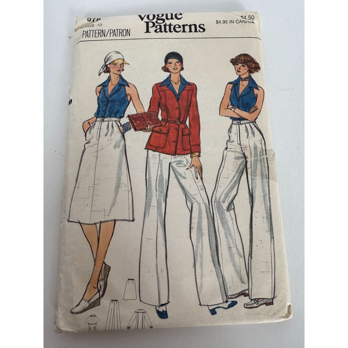 Vogue Sewing Pattern 9784 Misses Jacket Top Pants Skirt Casual Outfit Size 10 UC
