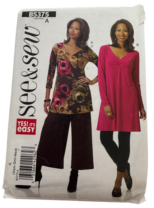 Butterick See and Sew Sewing Pattern B5375 Misses Tunic Dress Pants Easy 4-14 UC