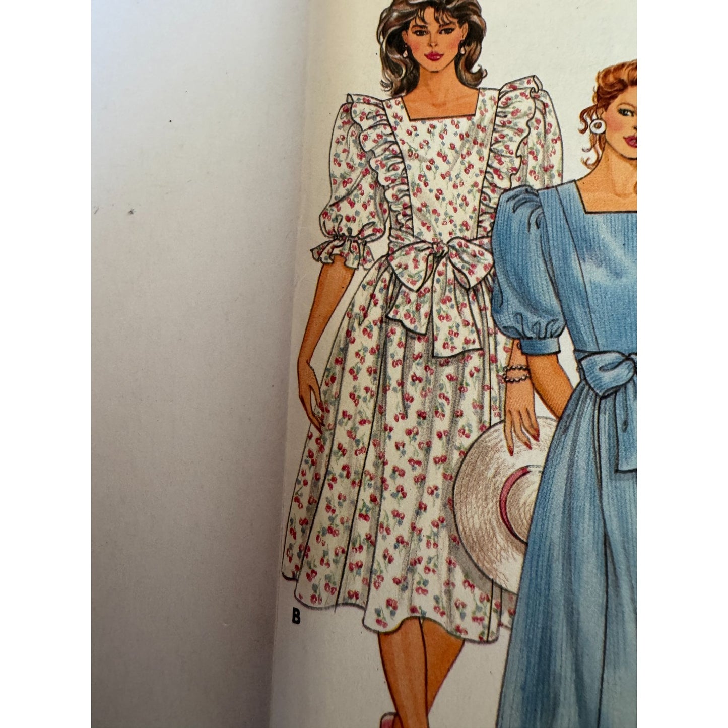Vintage 80s Prairie Dress Sewing Pattern Butterick 6538 Romantic Puff Sleeve Cottage Ruffles 12-16 Uncut