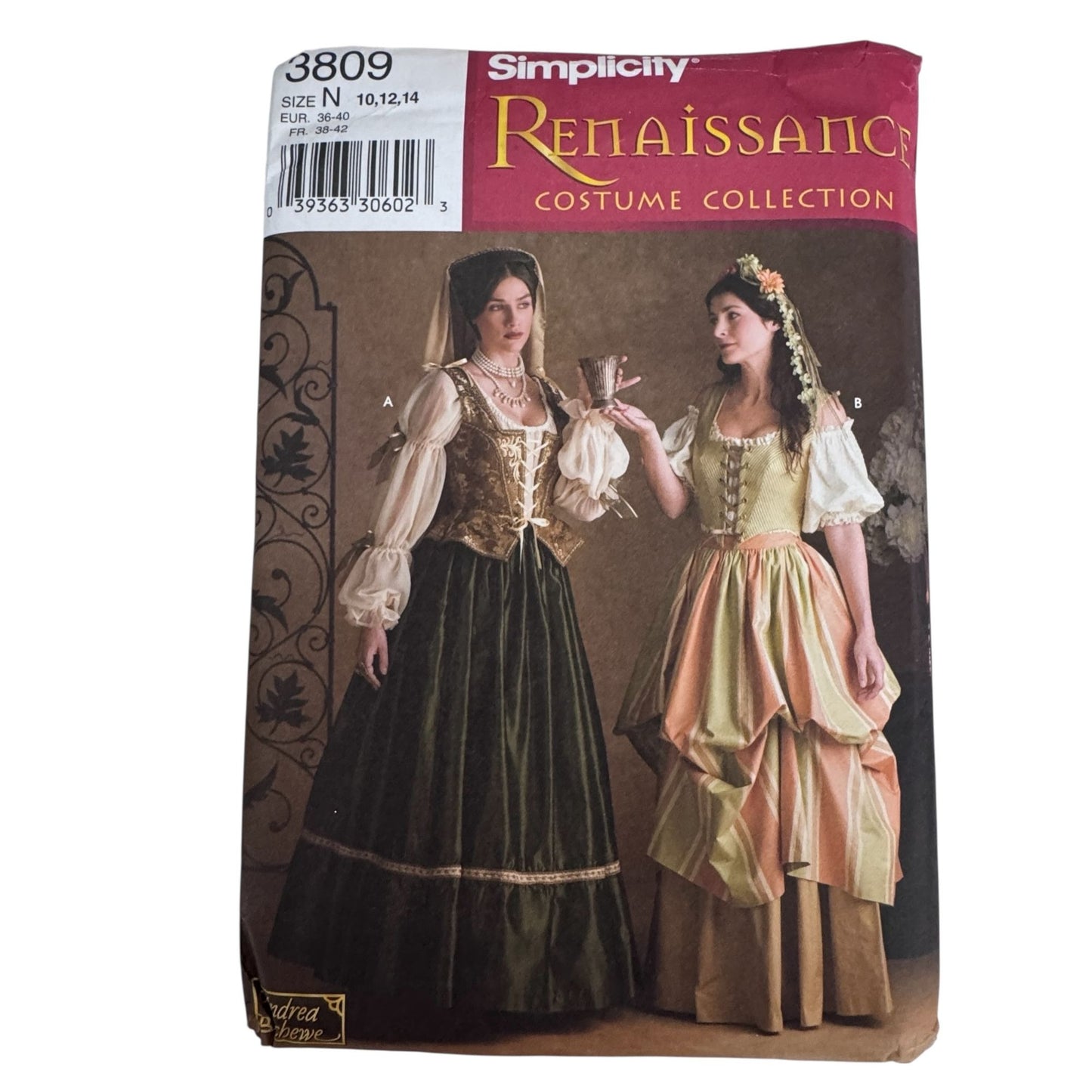 Simplicity Sewing Pattern 3809 Skirt Corset Renaissance Celtic Costume 10-14 UC Andrea Schewe