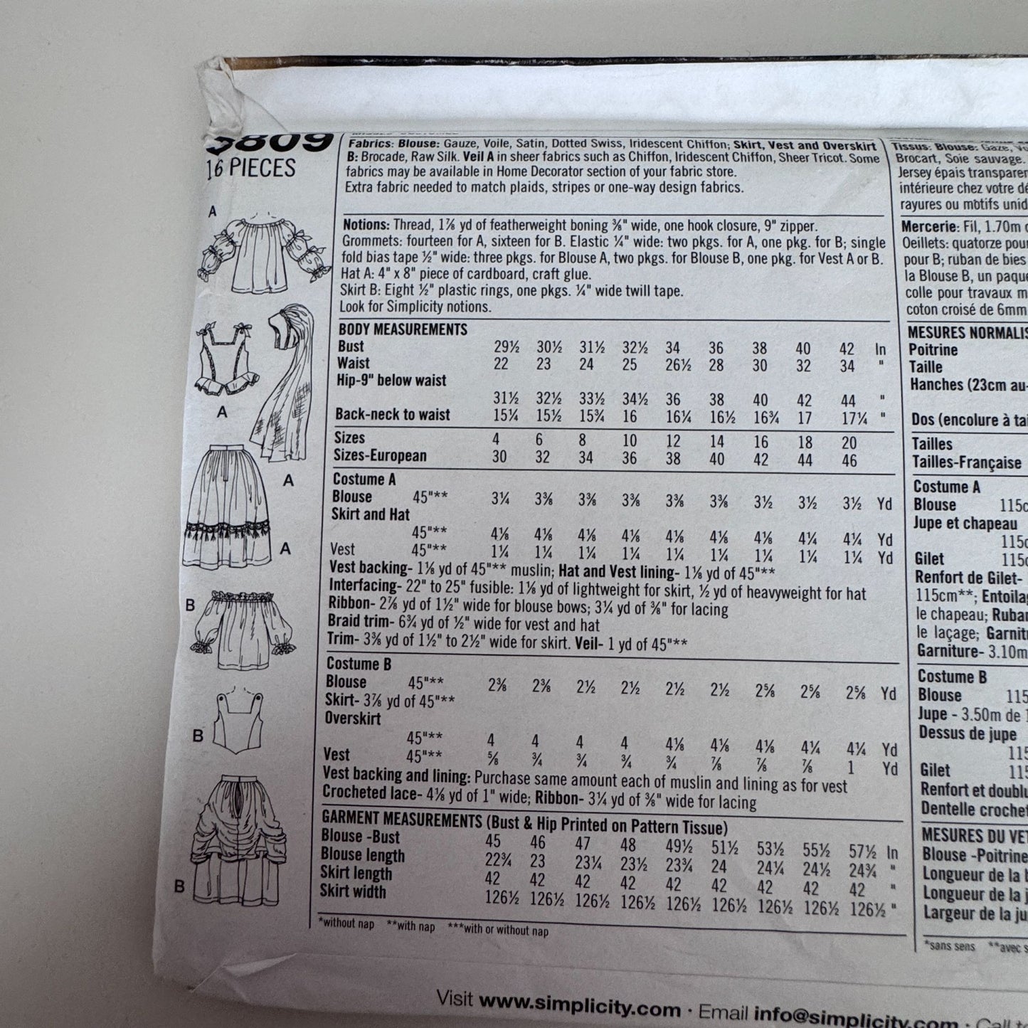 Simplicity Sewing Pattern 3809 Skirt Corset Renaissance Celtic Costume 10-14 UC Andrea Schewe