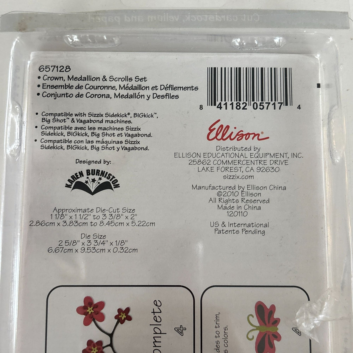 Sizzix Sizzlits Die Set Crown Medallion Scrolls Medium 3-Dies Cardmaking 657128 Snowflake Scrapbooking Craft