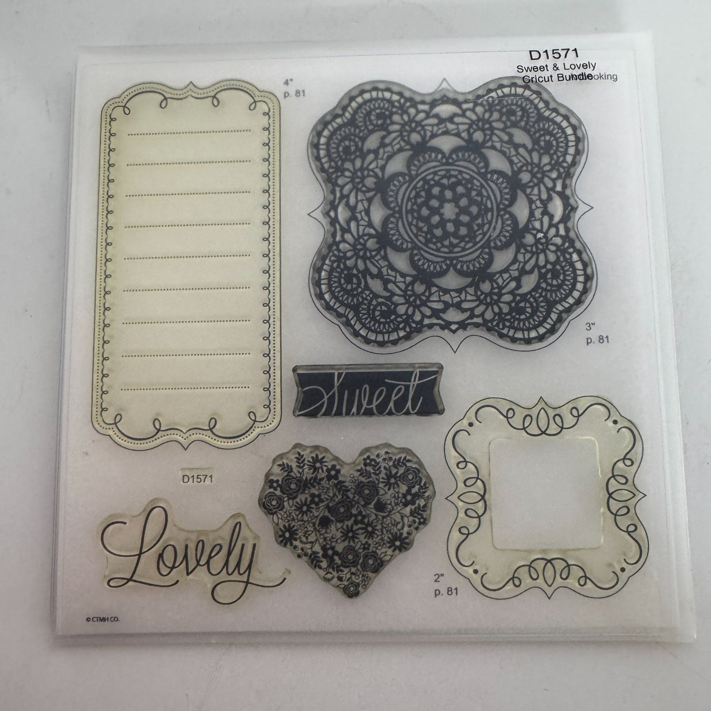 CTMH My Acrylix Acrylic Stamp Set Sweet and Lovely Journaling Lines Frame D1571