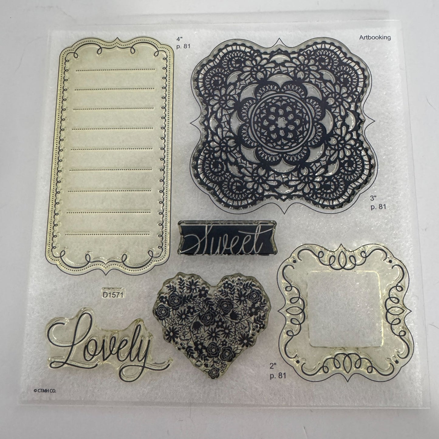 CTMH My Acrylix Acrylic Stamp Set Sweet and Lovely Journaling Lines Frame D1571
