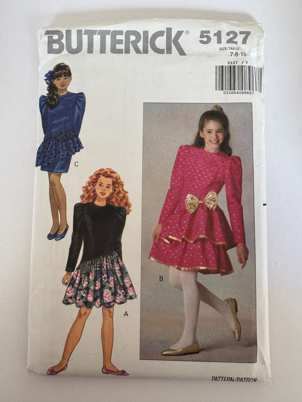 Butterick Sewing Pattern 5127 Girls Party Dress Ruffles Dropped Waist Bow 7 8 10