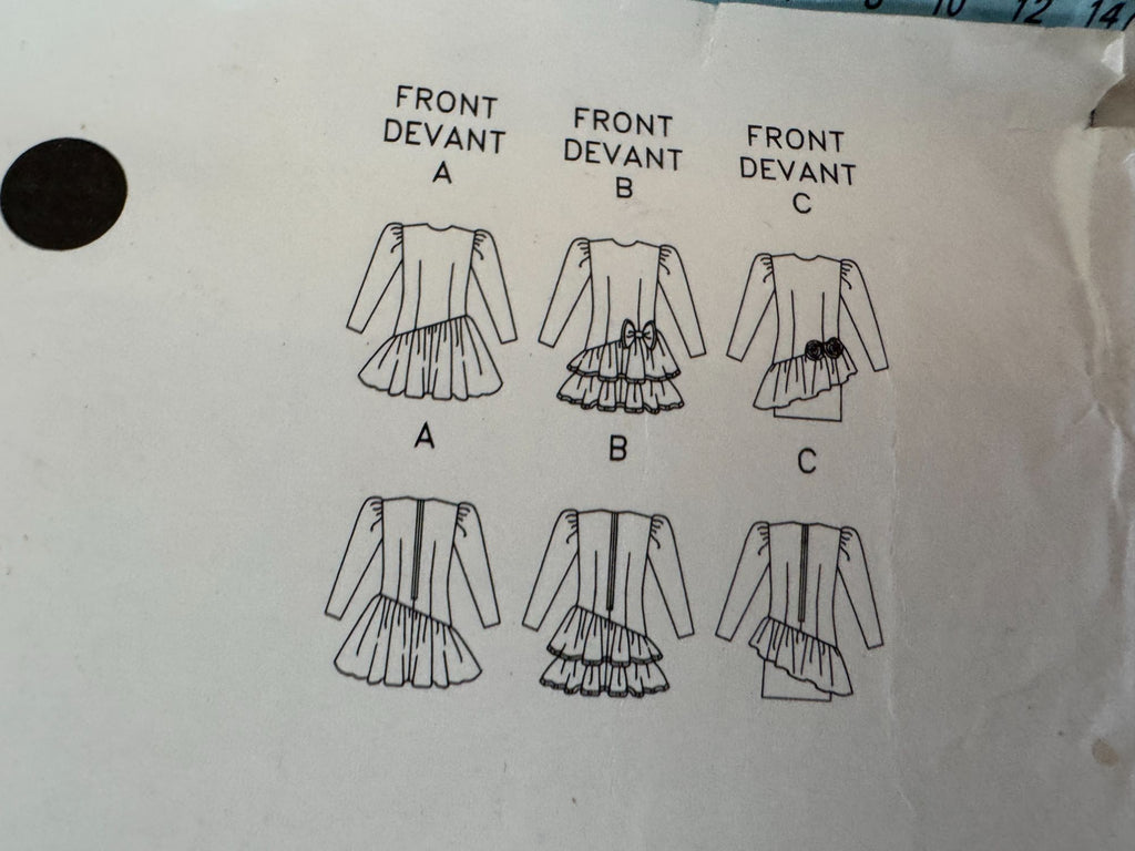 Butterick Sewing Pattern 5127 Girls Party Dress Ruffles Dropped Waist Bow 7 8 10