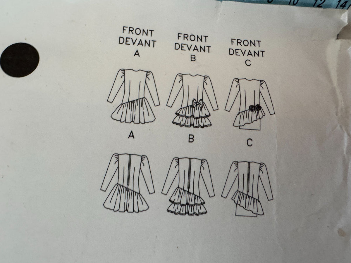 Butterick Sewing Pattern 5127 Girls Party Dress Ruffles Dropped Waist Bow 7 8 10