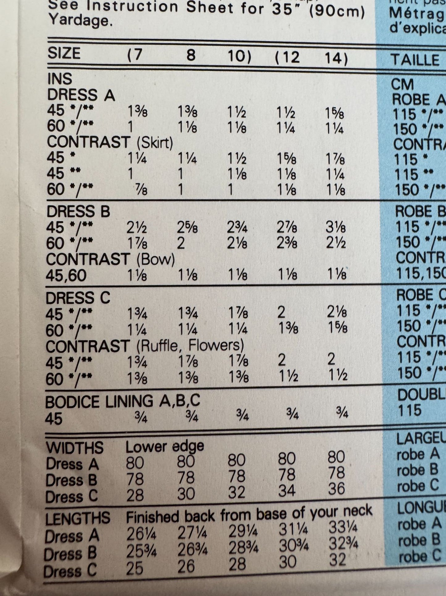 Butterick Sewing Pattern 5127 Girls Party Dress Ruffles Dropped Waist Bow 7 8 10