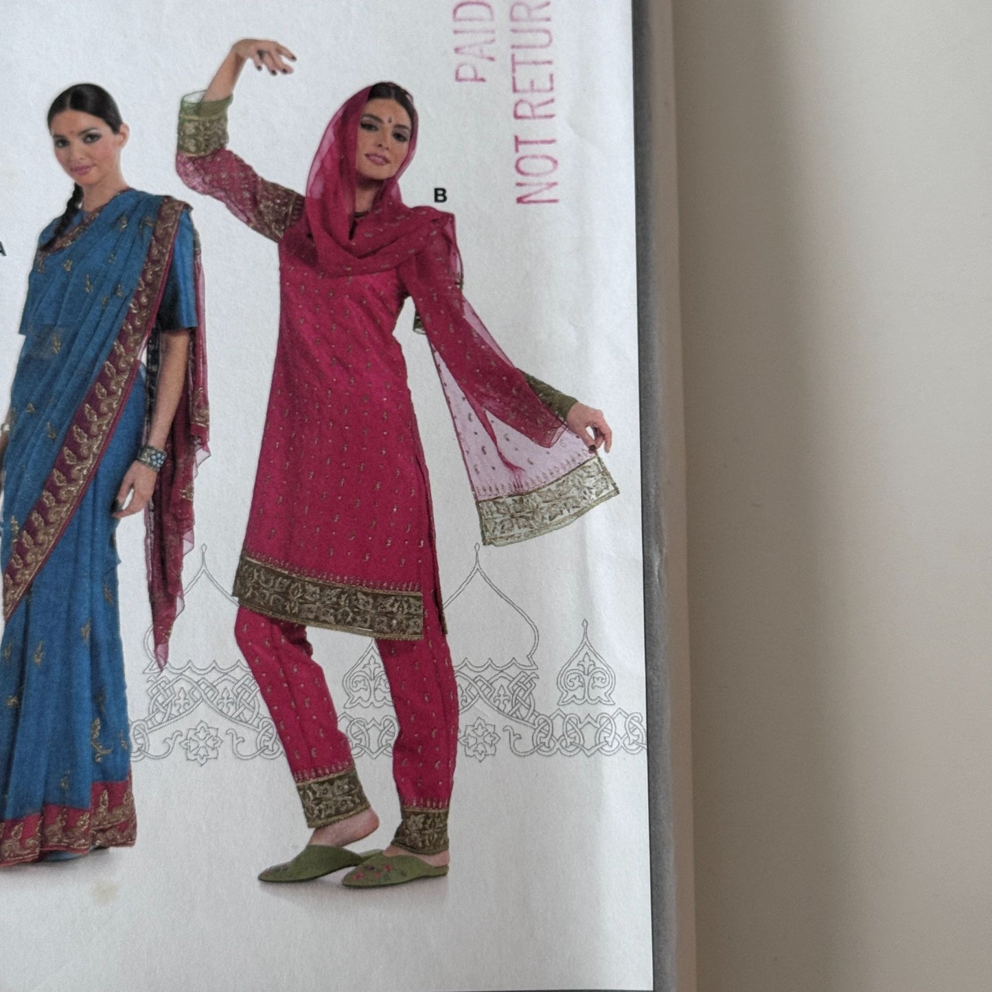 Burda Sewing Pattern 7701 Indian Sari Salwar Kameez Bollywood Outfit 8-20 Uncut