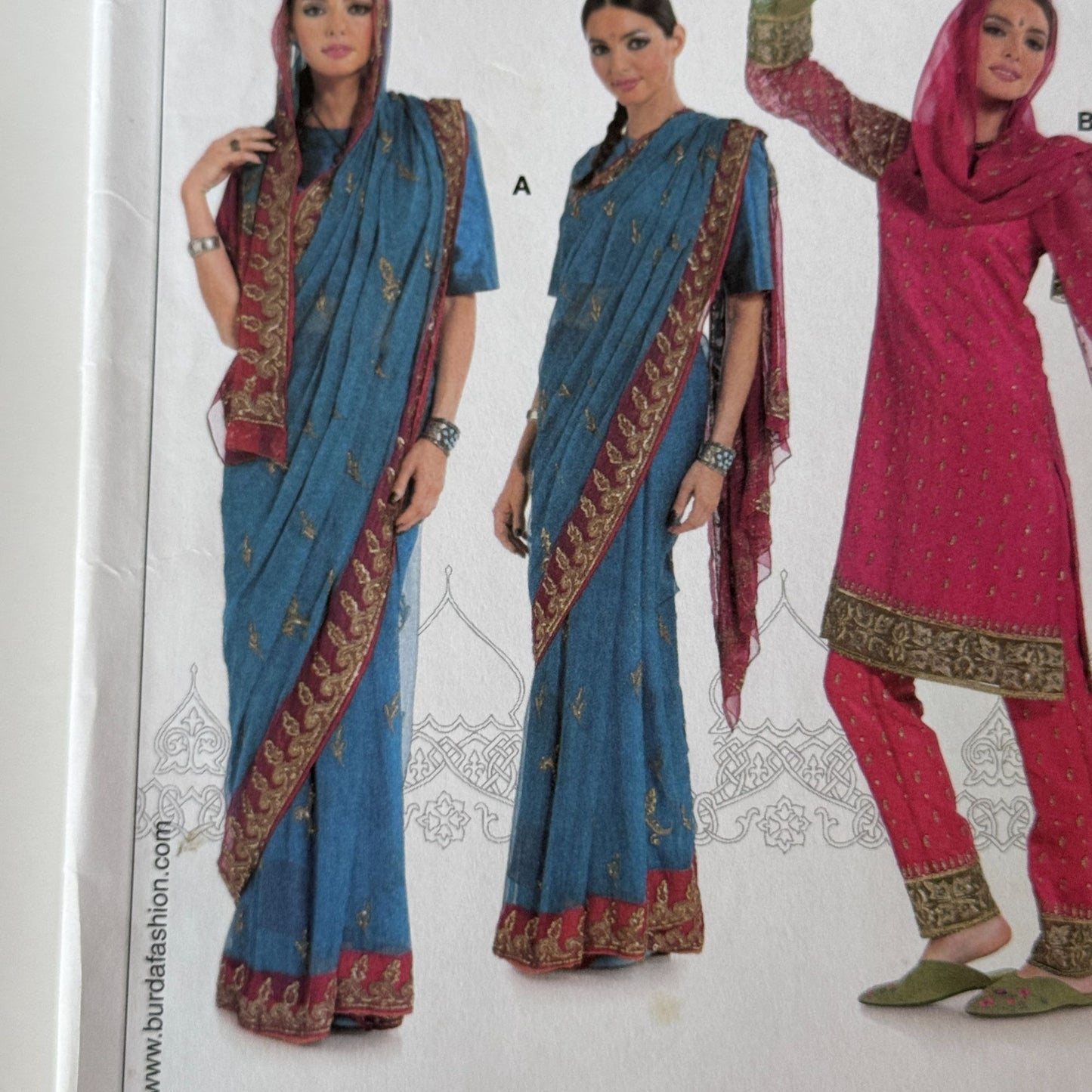 Burda Sewing Pattern 7701 Indian Sari Salwar Kameez Bollywood Outfit 8-20 Uncut