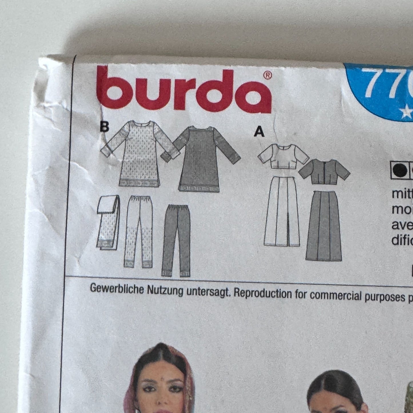 Burda Sewing Pattern 7701 Indian Sari Salwar Kameez Bollywood Outfit 8-20 Uncut