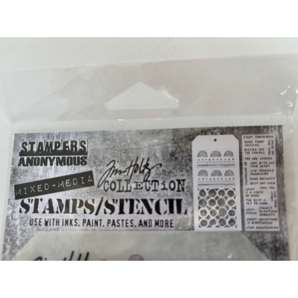 Tim Holtz Collection Mixed Media Stamps and Stencil Set Journaling Words Inspire