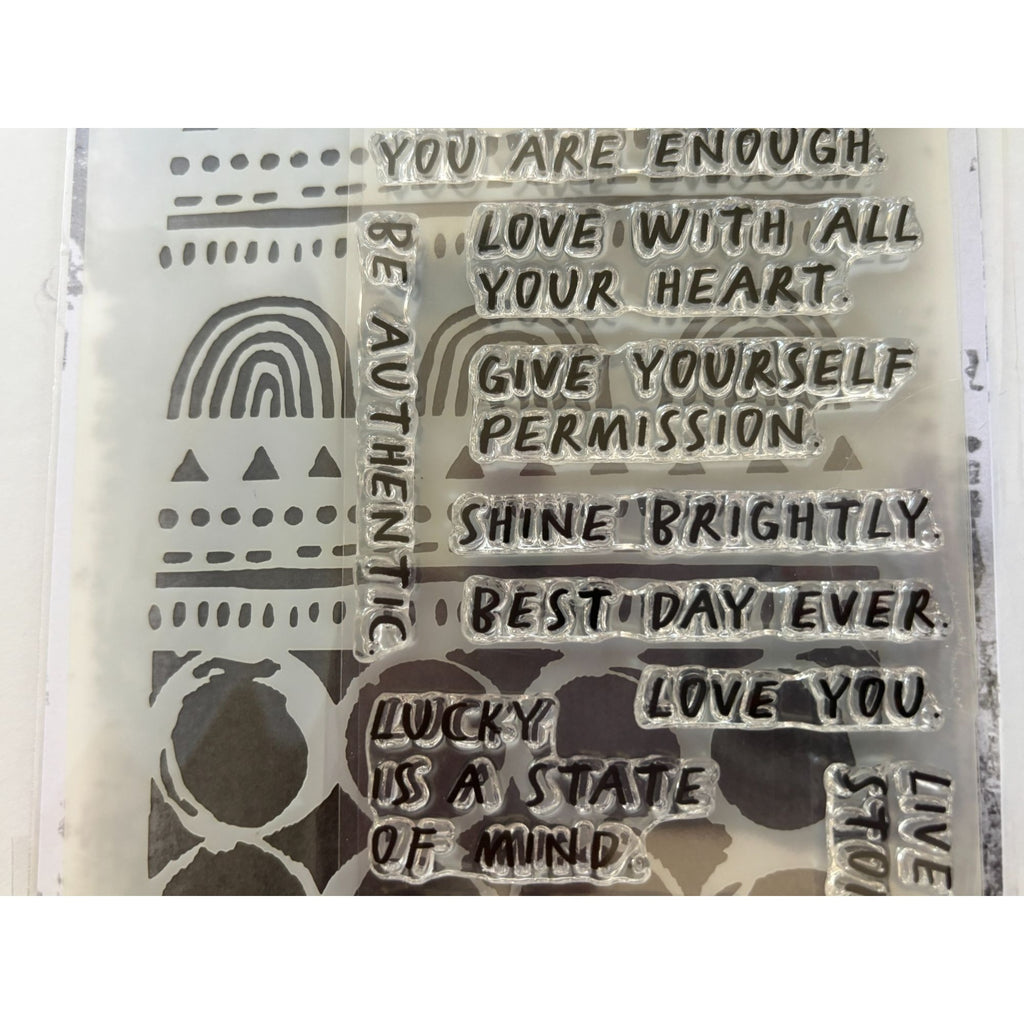 Tim Holtz Collection Mixed Media Stamps and Stencil Set Journaling Words Inspire