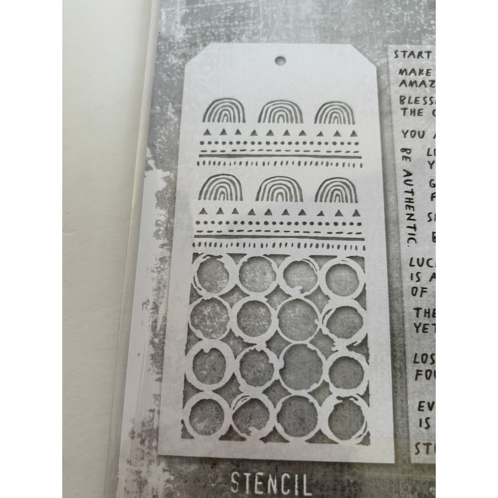 Tim Holtz Collection Mixed Media Stamps and Stencil Set Journaling Words Inspire