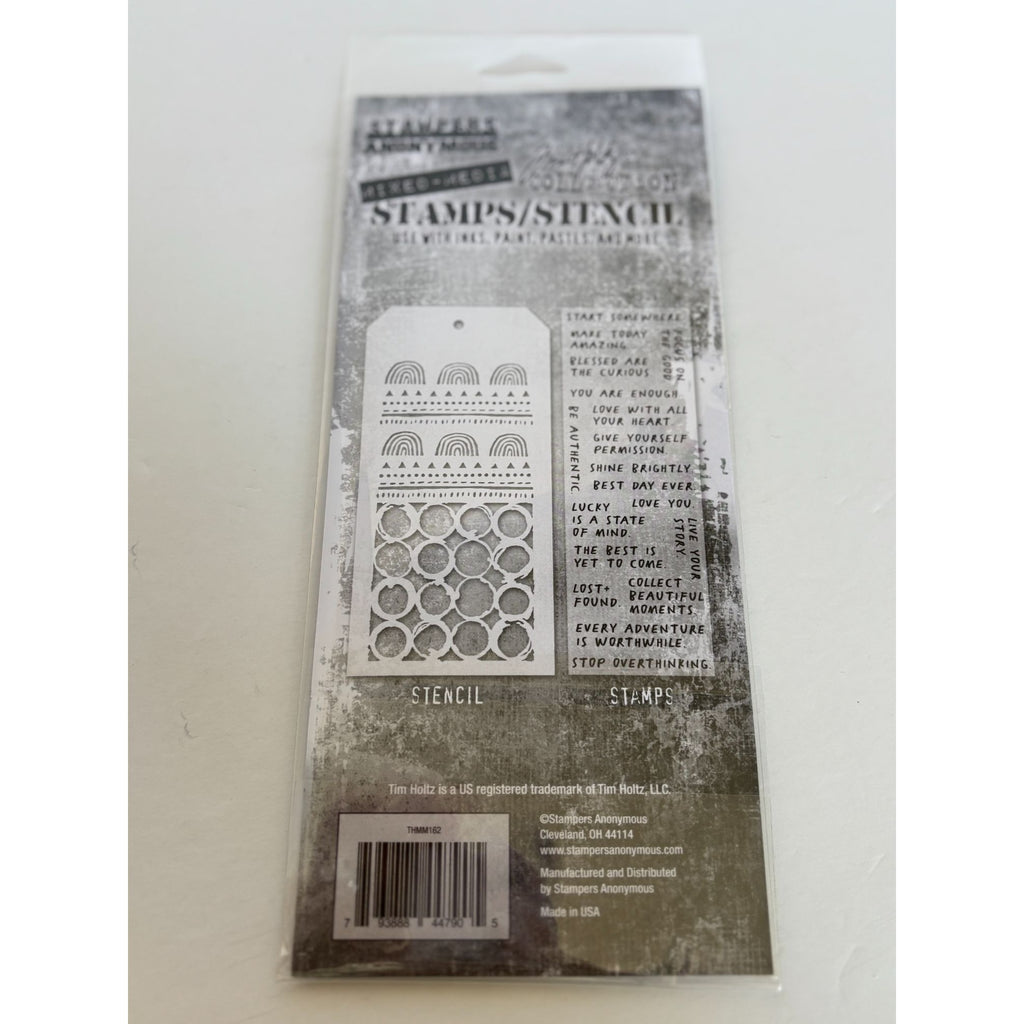 Tim Holtz Collection Mixed Media Stamps and Stencil Set Journaling Words Inspire