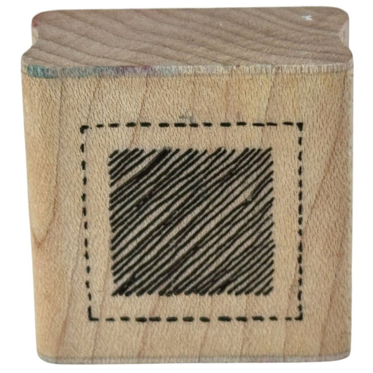 DOTS Rubber Stamp Framed Striped Square Striped Craft Card Making Wood Mounted