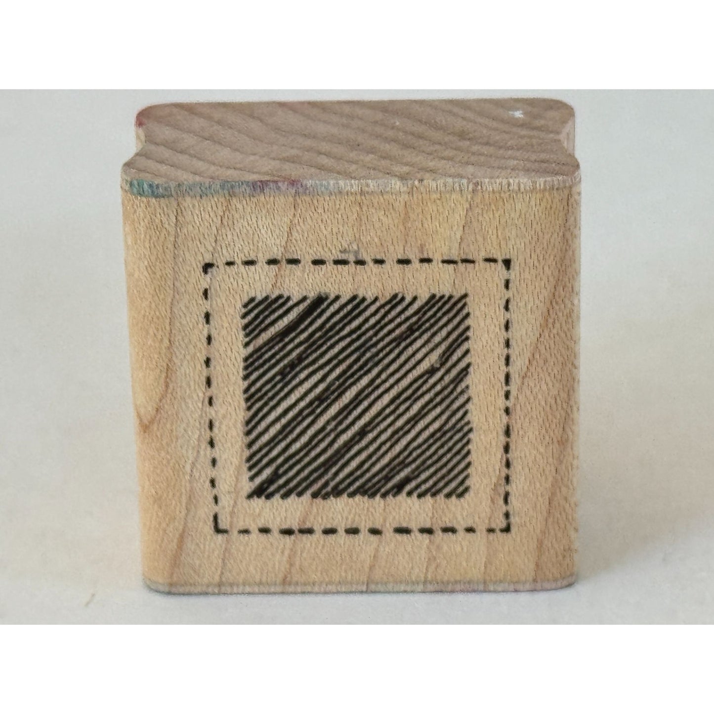 DOTS Rubber Stamp Framed Striped Square Striped Craft Card Making Wood Mounted