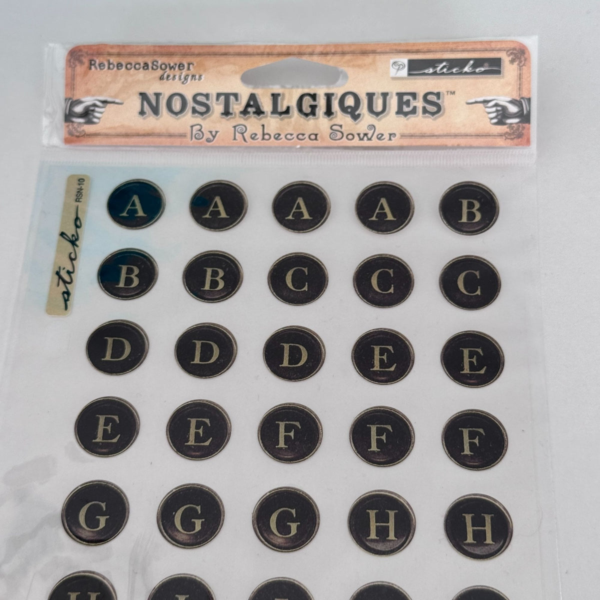 Sticko Nostalgiques Stickers Black Typewriter ABC Alphabet Journaling Scrapbook Ephemera Rebecca Sower Cardmaking Craft