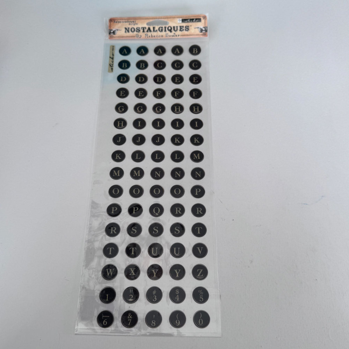 Sticko Nostalgiques Stickers Black Typewriter ABC Alphabet Journaling Scrapbook Ephemera Rebecca Sower Cardmaking Craft