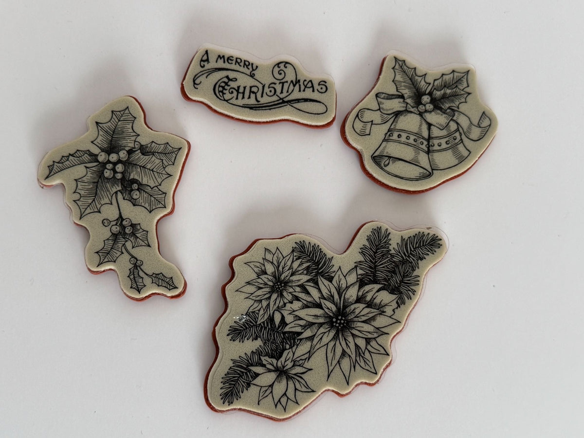 Stampin Up Rubber Stamps Bells and Boughs A Merry Christmas Card Making Set of 4