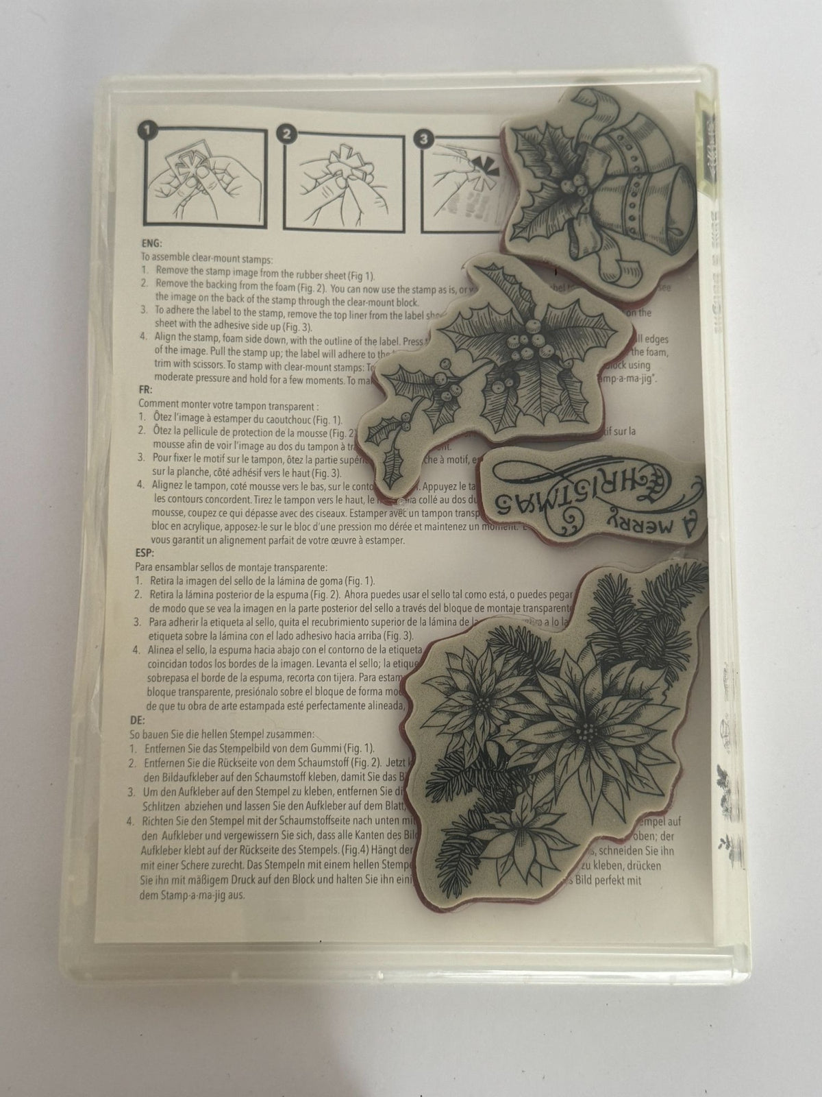 Stampin Up Rubber Stamps Bells and Boughs A Merry Christmas Card Making Set of 4