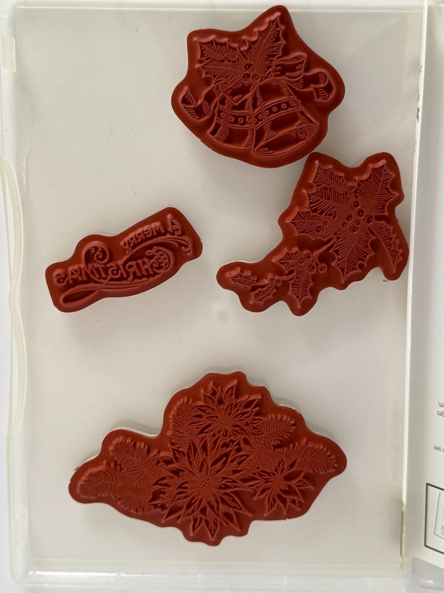 Stampin Up Rubber Stamps Bells and Boughs A Merry Christmas Card Making Set of 4