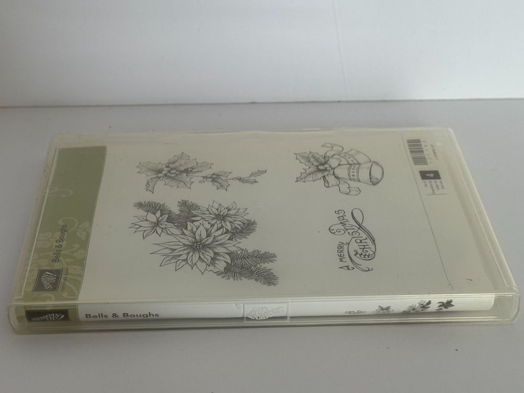 Stampin Up Rubber Stamps Bells and Boughs A Merry Christmas Card Making Set of 4