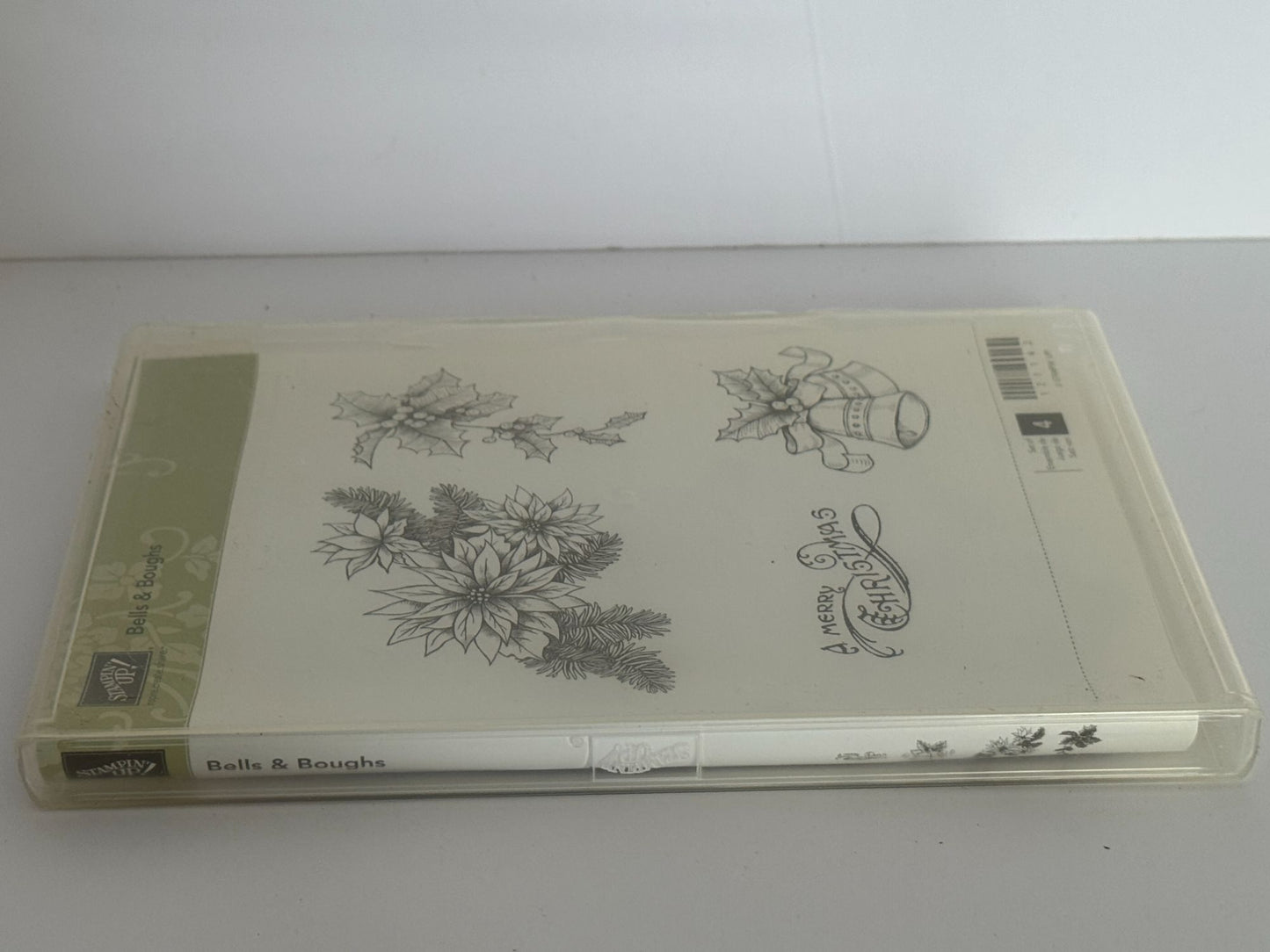 Stampin Up Rubber Stamps Bells and Boughs A Merry Christmas Card Making Set of 4