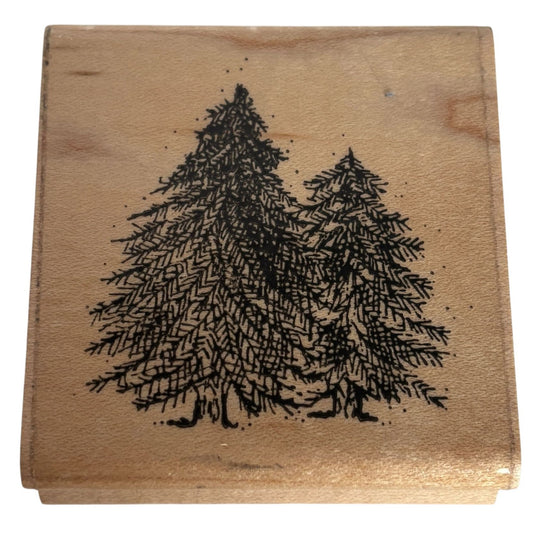 DOTS Rubber Stamp Pine Trees Christmas Nature Landscape Scene Maker Card Making