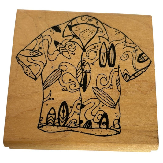 RSP Rubber Stamp Hawaiian Shirt Clothing Tropical Vacation Hawaii Surfing