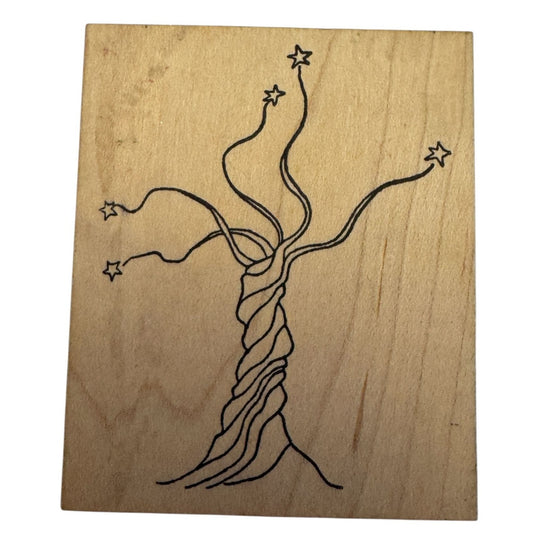 Rubbermoon Rubber Stamp Twisted Tree Whimsical Art Journal Fantasy Crafts Mixed Media