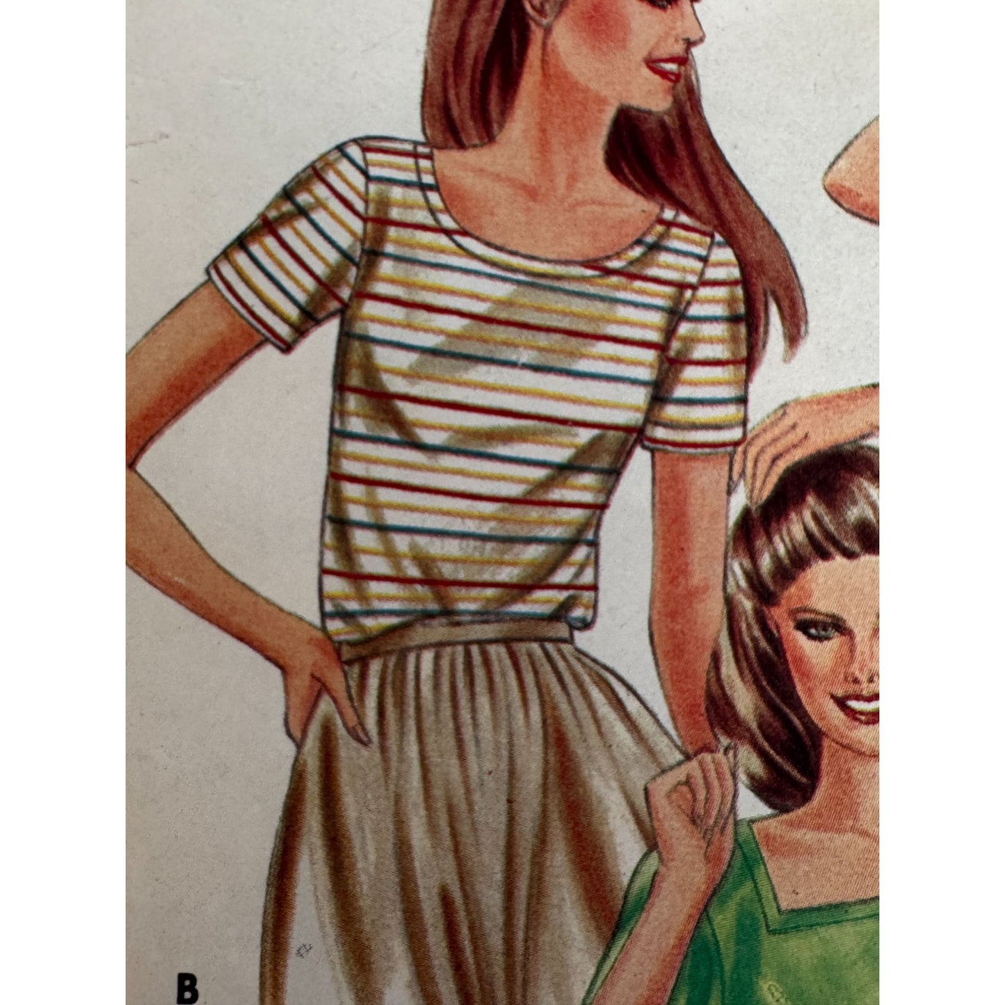 Vintage 80s Knit Top Sewing Pattern Retro Square Neck Tee Butterick 3753 1980s Large Casual Fashion 16 18