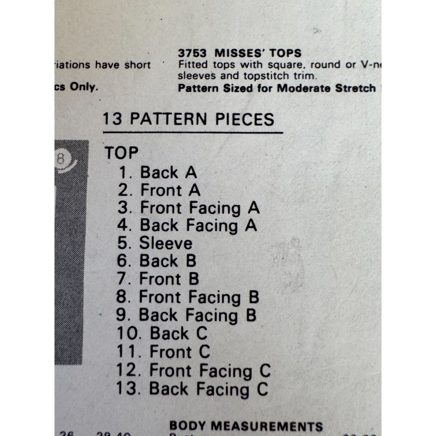 Vintage 80s Knit Top Sewing Pattern Retro Square Neck Tee Butterick 3753 1980s Large Casual Fashion 16 18