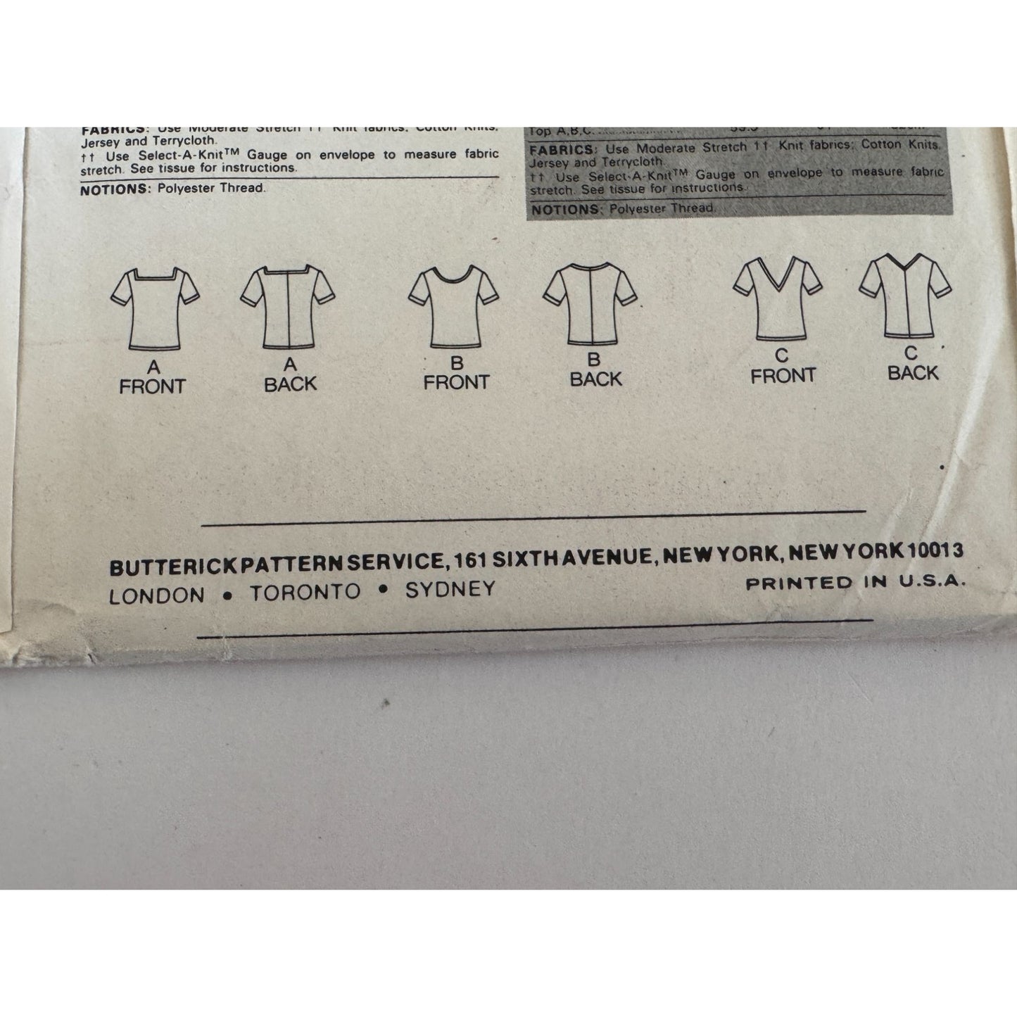 Vintage 80s Knit Top Sewing Pattern Retro Square Neck Tee Butterick 3753 1980s Large Casual Fashion 16 18