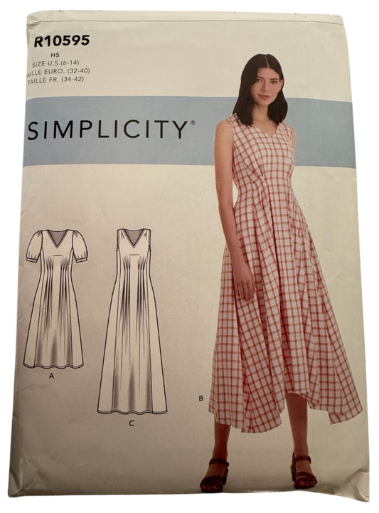 Simplicity Sewing Pattern R10595 Midi or Maxi Dress Released Pleats 6-14 Uncut
