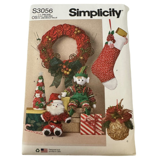 Simplicity Sewing Pattern S3056 Holiday Crafts Wreaths Christmas Stockings Elf