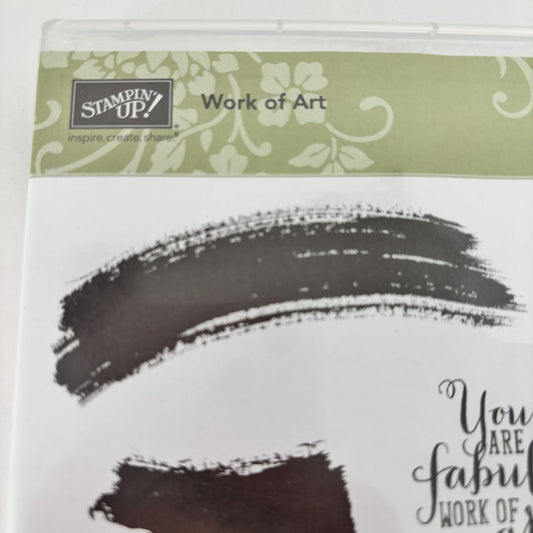 Stampin Up Clear Mount Rubber Stamp Set Work of Art Paint Smudge Chevron Lines