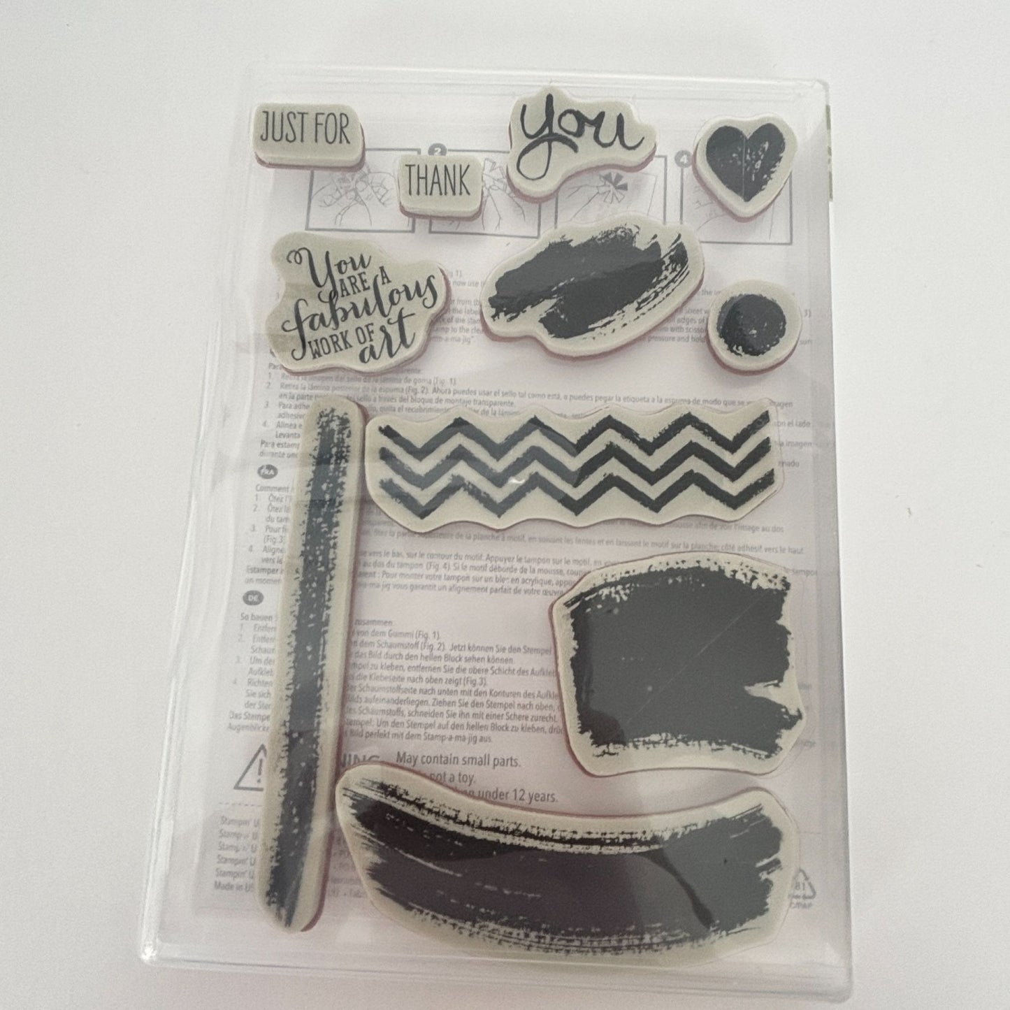 Stampin Up Clear Mount Rubber Stamp Set Work of Art Paint Smudge Chevron Lines