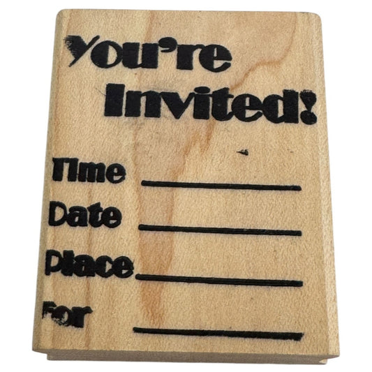 Hampton Arts Rubber Stamp You are Invited Time Date Place Invitation Card Making