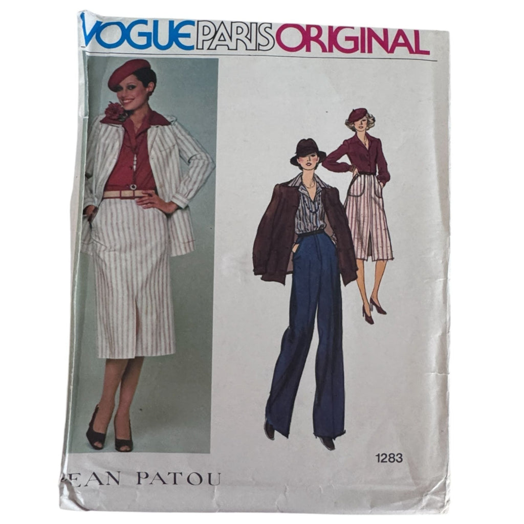 Vogue Sewing Pattern 1283 Paris Original Jean Patou Work Suit Vintage 1970s 14 Uncut
